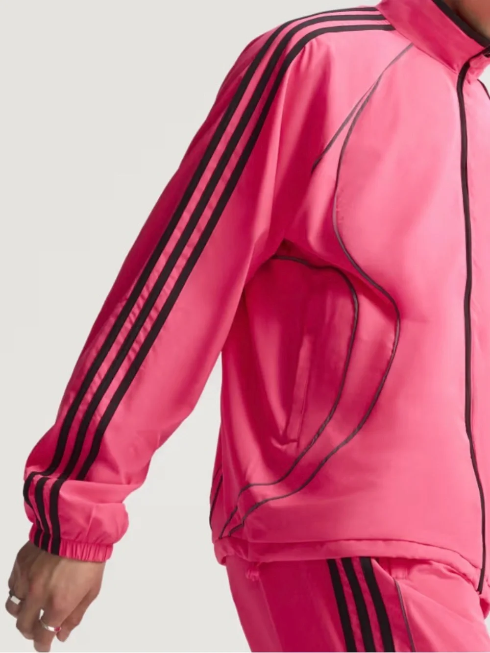 Adidas Teamgeist Adicolor Woven Full Zip Track Jacket Pink Black men’s sz M NEW!